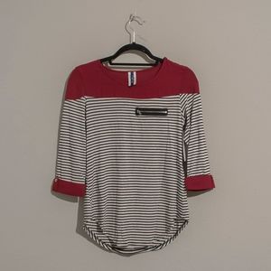 Striped Block Zipper Shirt